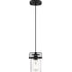 preview thumbnail 2 of 6, Antebellum 1-Light Mini Pendant Fixture Matte Black Finish with Clear Glass