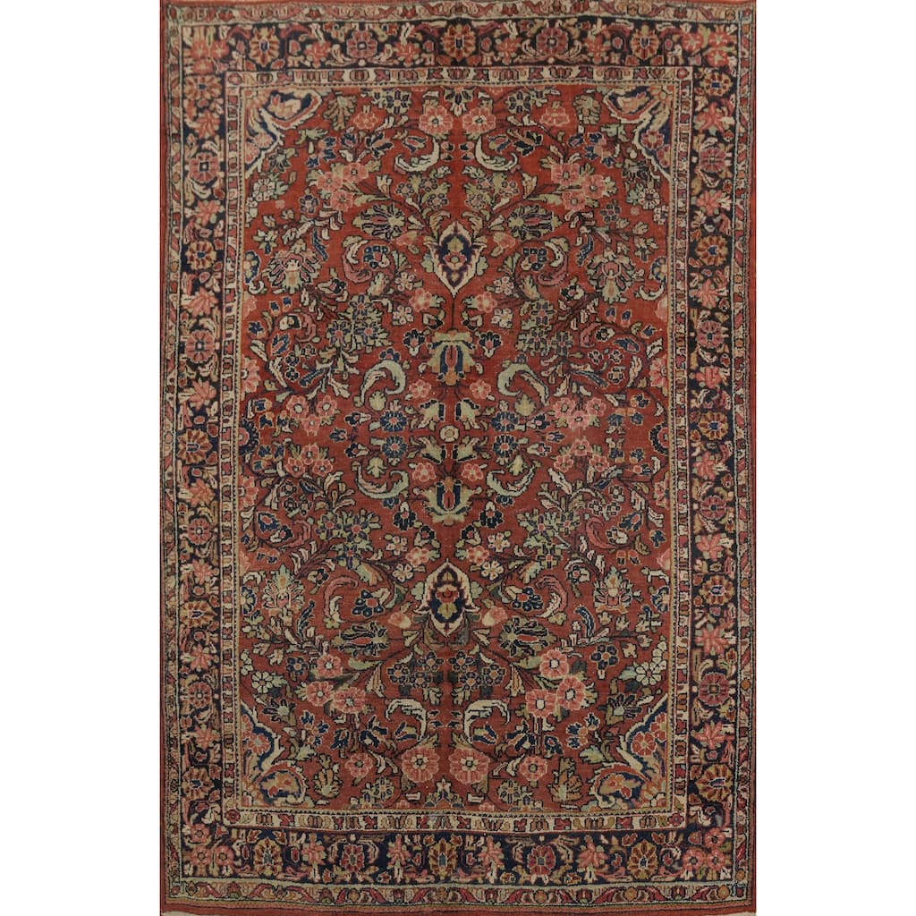 Hand Knotted Oriental 100% Wool Carpet Traditional Floral Oranges & Rust Mahal Area Rug - 10' 2'' X 7' 5''