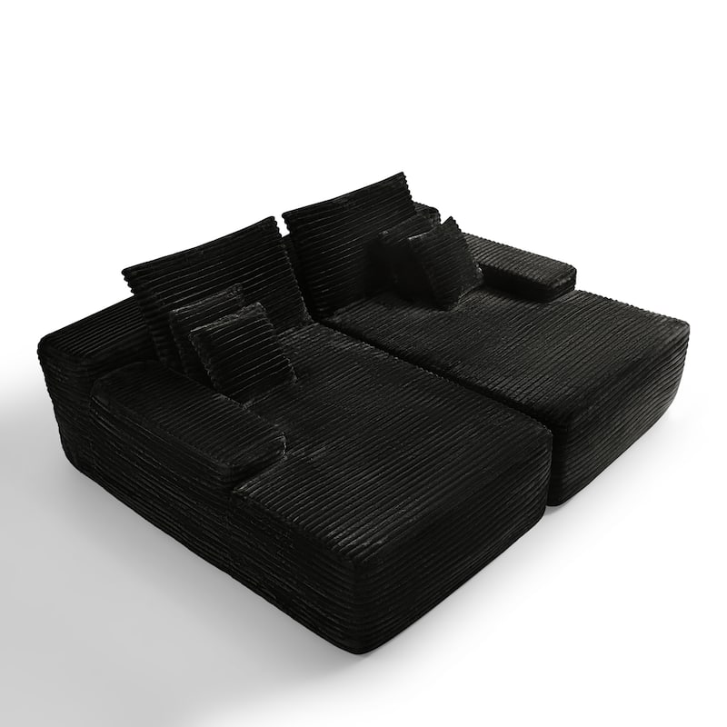 Modern 80''Oversized Double Lounge Chaise Corduroy Upholstered Boneless Cloud Sofa
