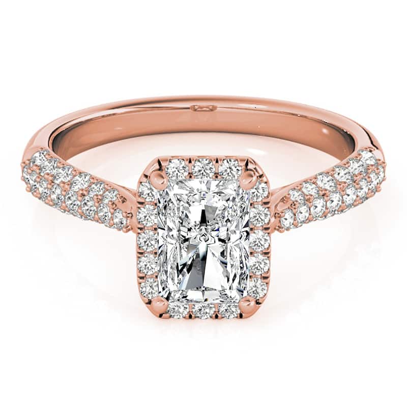 Auriya 14k Rose Gold Lab Grown Emerald Diamond Halo Engagement Ring 0.50 to 5.00 ct. tw. (F-G VS)