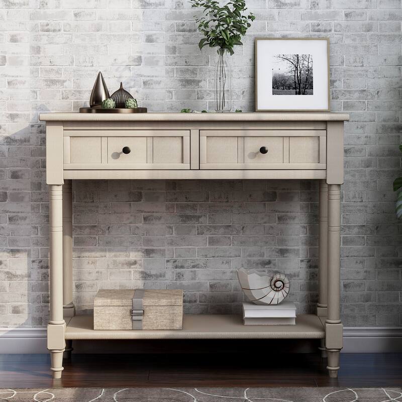 Daisy Series Console Table with 2 Drawers and Bottom Shelf