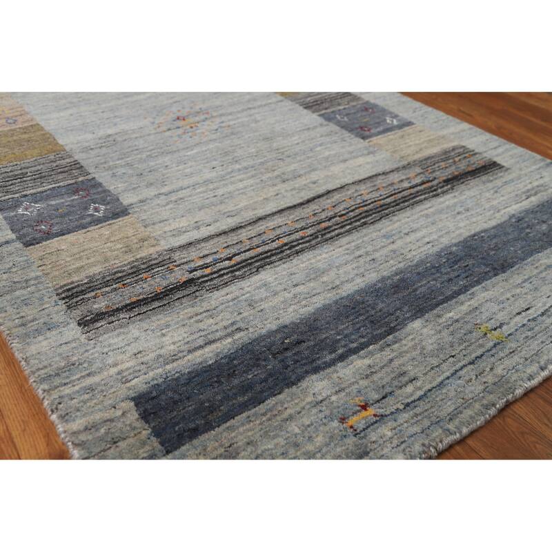 Hand Knotted Oriental 100% Wool Carpet Tribal Tribal Greys & Charcoal Gabbeh Area Rug - 5' 11'' X 4' 1''