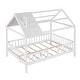 preview thumbnail 27 of 46, Platform Bed for Kids Teens, House Shaped Bed with Fence and Roof, Solid Wood Low Bedframe w/Slats Support, No Box Spring Needed
