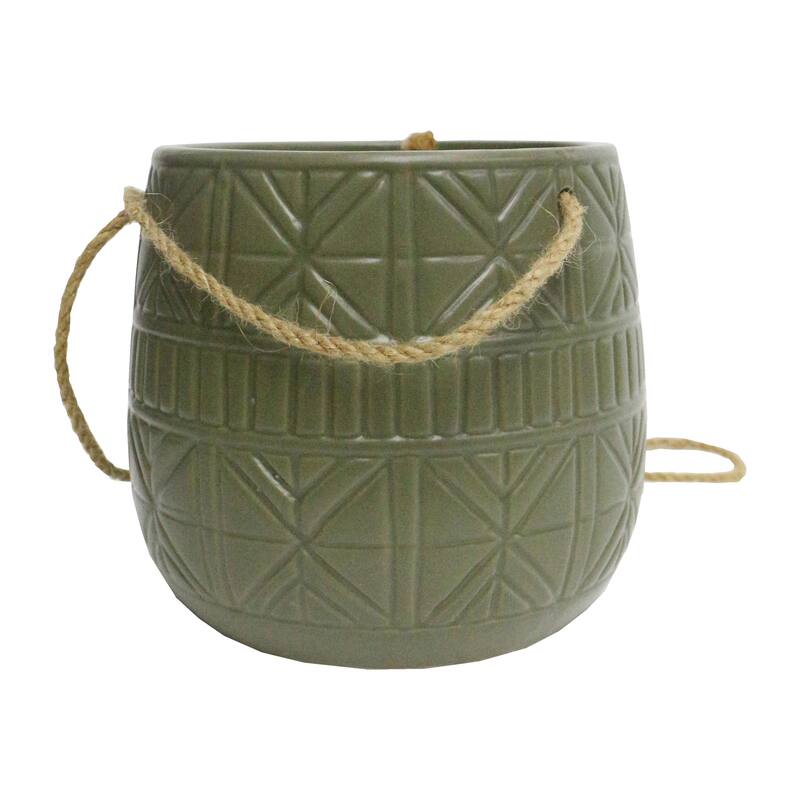 Sagebrook Home Neutral Textured Ceramic Hanging Planter