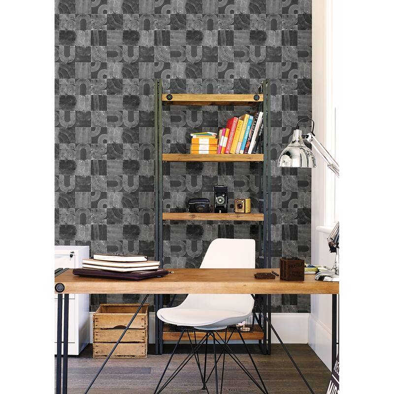NuWallpaper Black Vaughn Geometric Peel & Stick Wallpaper