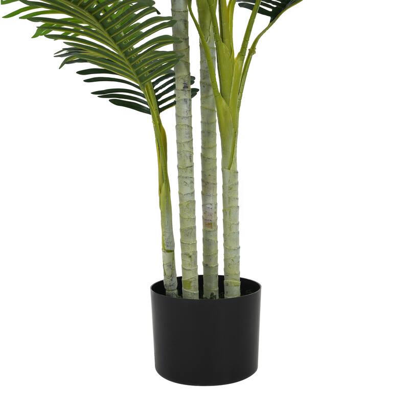 Roomfitters 78.5'' Artificial Palm Tree Set of 2, Tall Faux Indoor Plants with Black Plastic Pots for Home Decor, Green