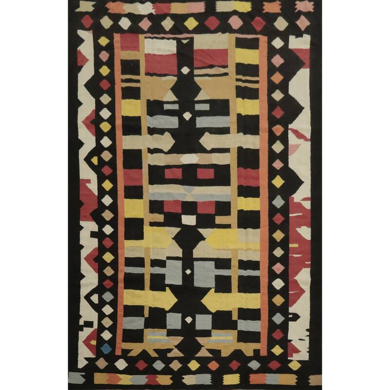 Hand Woven Oriental 100% Wool Carpet Southwestern Tribal Multi-Colored Kilim Area Rug - 12' 1'' X 8' 6''