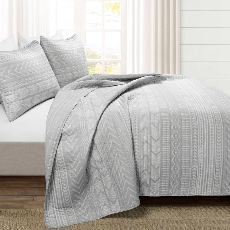 Lush Decor Hygge Geometric Pattern 3-piece Quilt Set