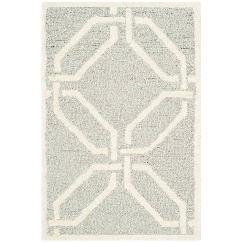 SAFAVIEH Handmade Cambridge Nhung Modern Moroccan Wool Rug - 2' x 3' - Light Grey/Ivory