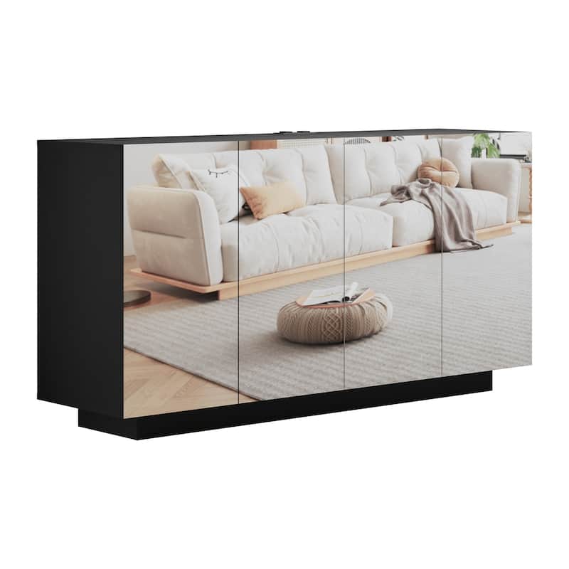 LED Illuminated Mirror 4 Doors Cabinet Modern Smart Storage Cabinet