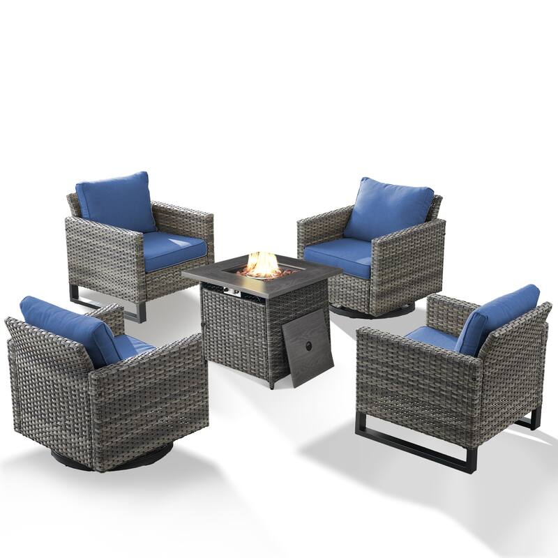 Fire Pit Table with Patio Chairs Swivel Chairs Side Table