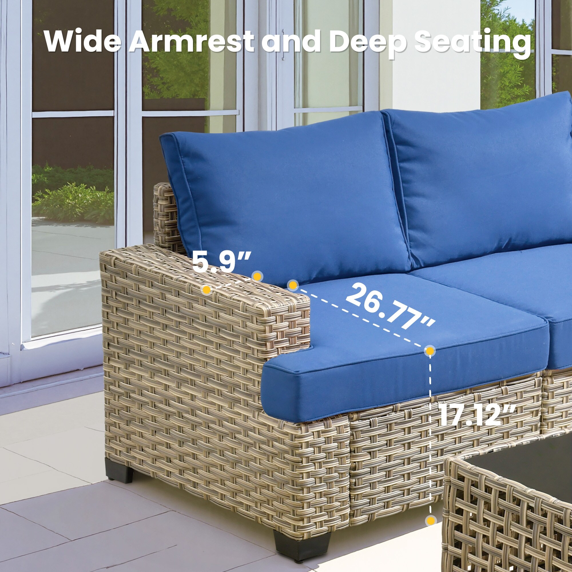 XIZZI 6-Piece Outdoor Wicker Furniture Set with Coffee Table