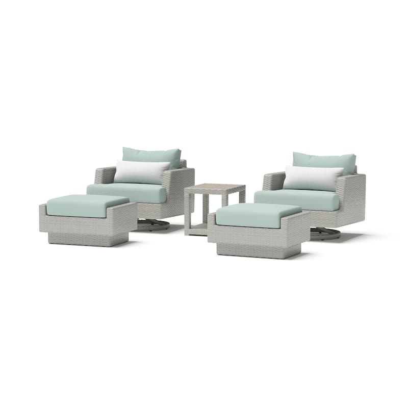 Portofino Comfort 17 Piece Sunbrella Outdoor Patio Motion Seating & Dining Set With Fire Table