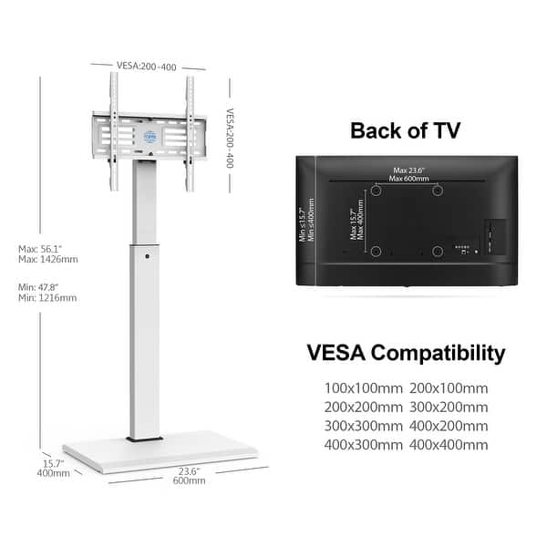 dimension image slide 3 of 4, FITUEYES Iron Base Swivel Floor TV Stand Mount for TVs Up to 55 - 26 -55 INCHES