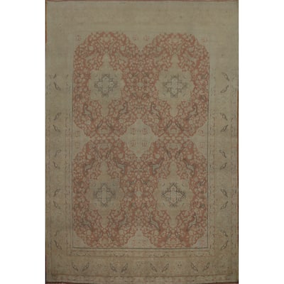 Hand Knotted Oriental 100% Wool Carpet Traditional Floral Pink Kerman Area Rug - 12' 8'' X 9' 8''