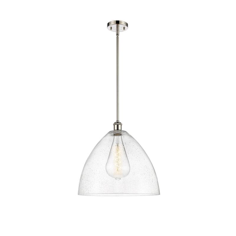 Innovations Lighting Bristol Glass 1 Light 16" Pendant - Polished Nickel/Seedy