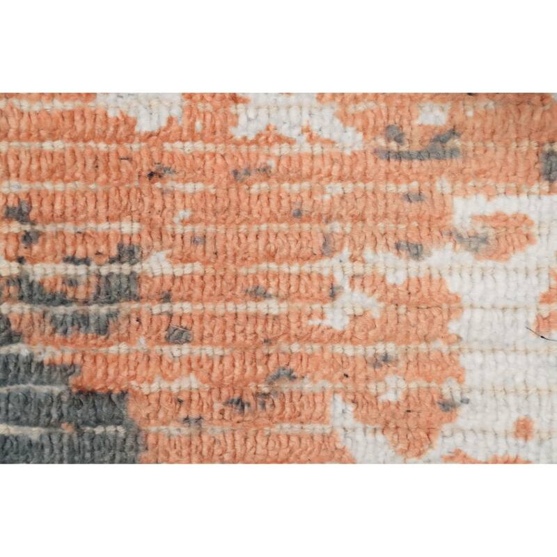 Hand Knotted Oriental Viscose Silk Carpet Modern All-Over Peach Abstract Area Rug - 4' 0'' X 2' 0''