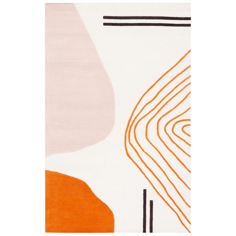SAFAVIEH Handmade Rodeo Drive Vutka Mid-Century Modern Wool Rug - 2' x 3' - Ivory/Rust - Rectangle