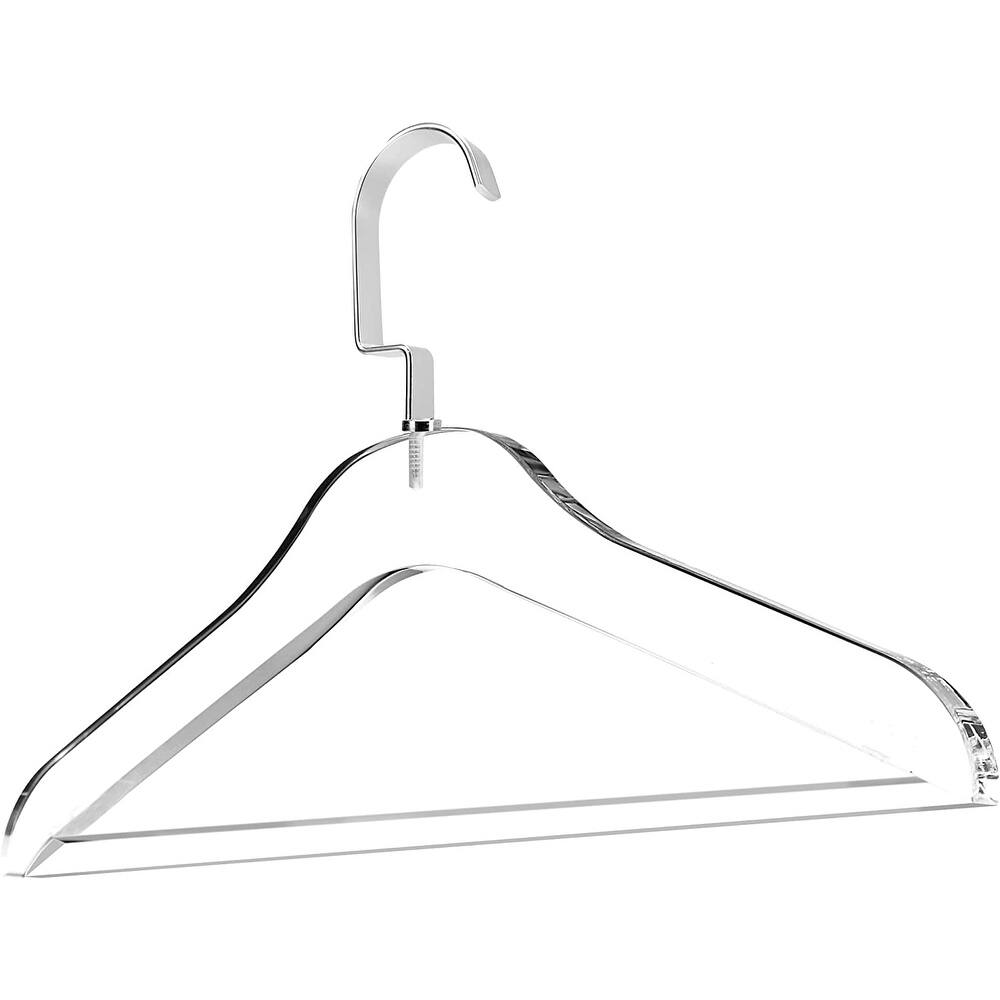 DesignStyles Clear Acrylic Clothes Hangers w/Pants Bar - 10 Pk
