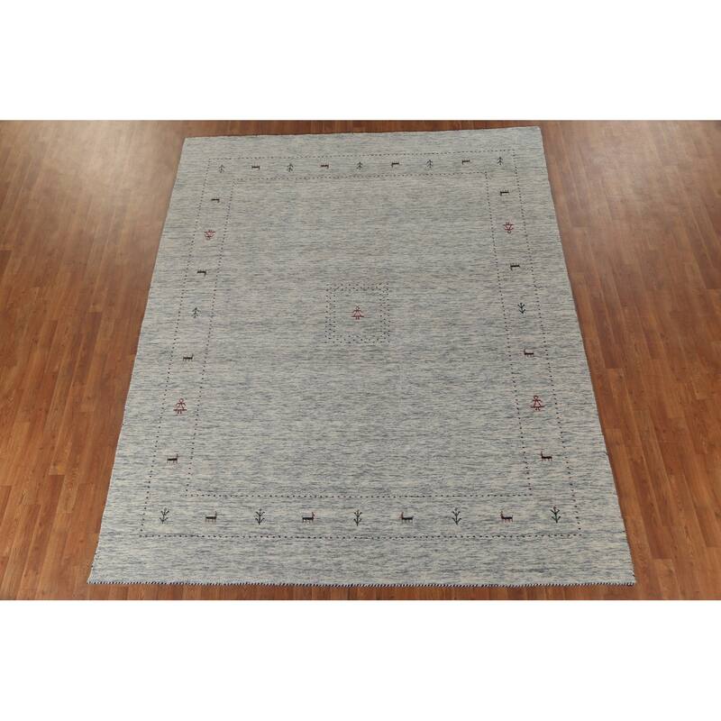 Tribal Gabbeh Oriental Area Rug Handmade Wool Carpet - 8'0"x 9'11"