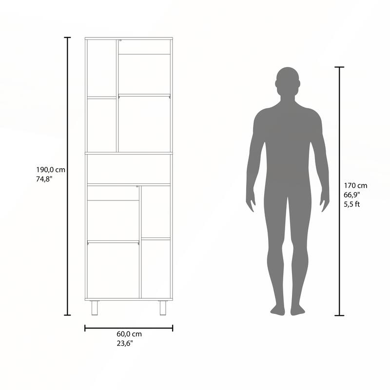 Pantry Cabinet With Two Doors And Multiple Storage Compartments