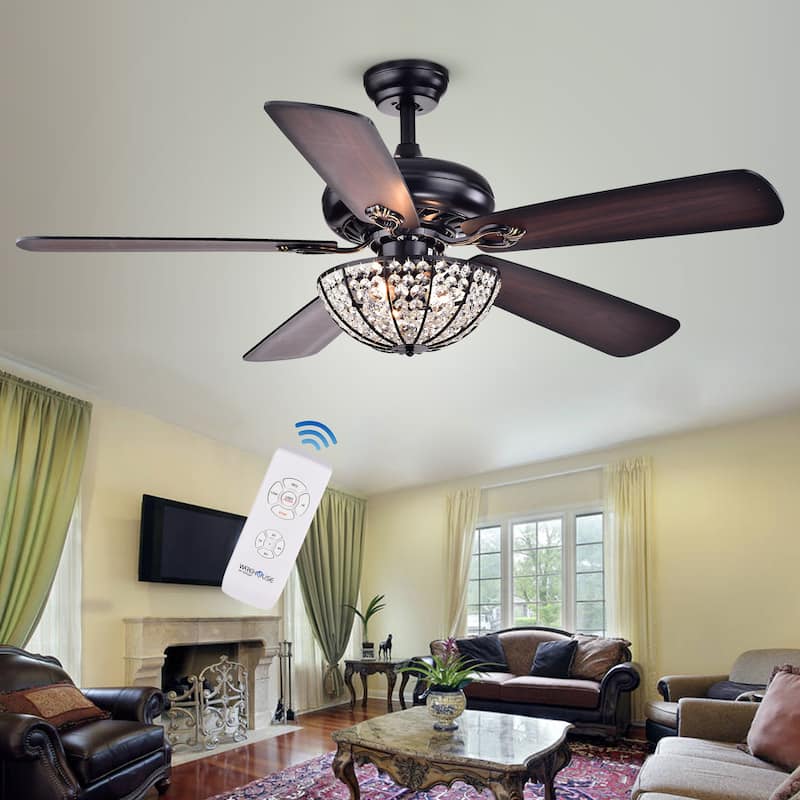 Hannele Bowl 3-light 5-blade Black 52-inch Ceiling Fan (Optional Remote)
