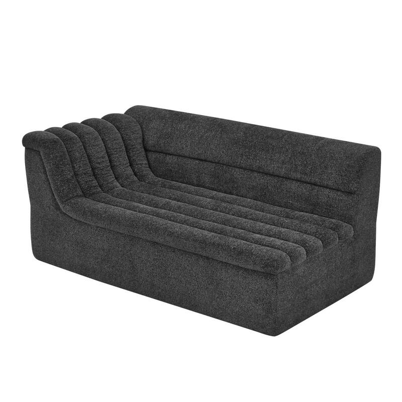 106" L-Shaped Chenille Upholstered Boneless Sectional Sofa with Chaise and Wave-Shaped Armrest, No Pillows Included