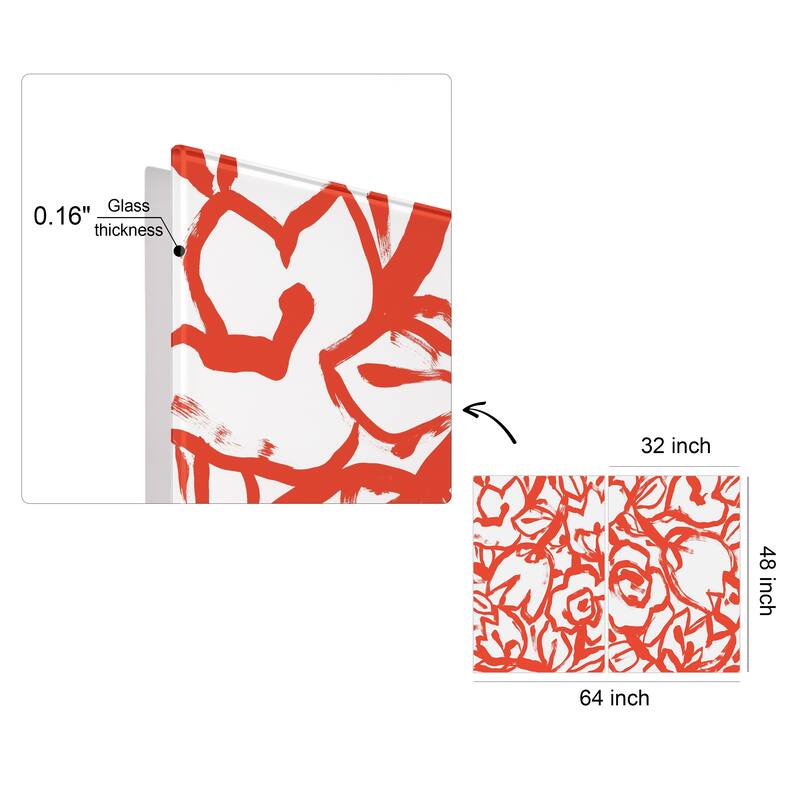 Empire Art Direct Scarlet Blooms Floral Printed Tempered Glass Wall Art - Multi-Color