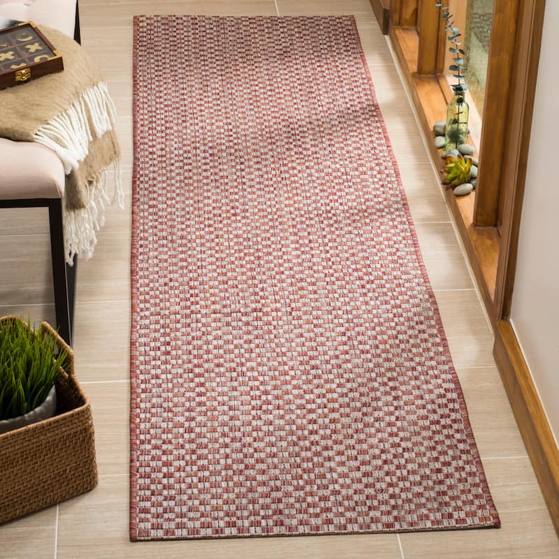 SAFAVIEH Courtyard Judi Indoor/ Outdoor Patio Backyard Rug - 2'3" x 12' Runner - Rust/Light Grey