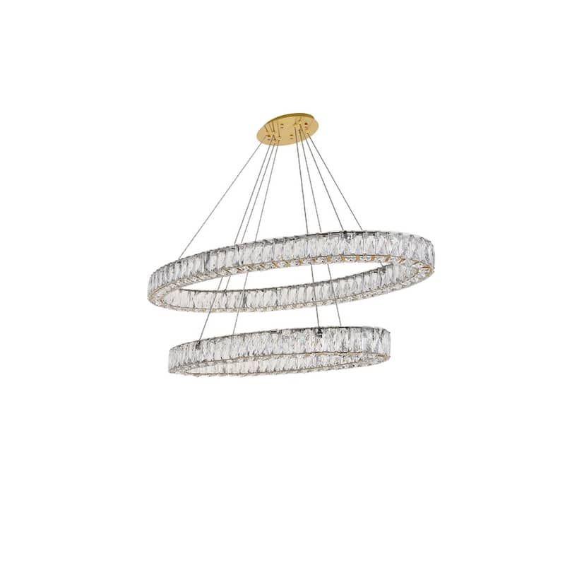 Madelyn Integrated LED light Chrome Chandelier Clear Royal Cut Crystal - 41"W X 10.9"H - 41"W X 10.9"H