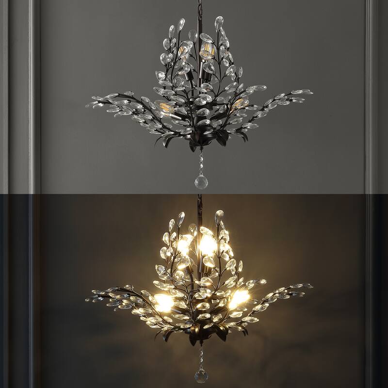 Elisana 28.5" 7-Light Contemporary Bohemian Iron/Acrylic LED Pendant, Oil Rubbed Bronze/Clear by JONATHAN Y