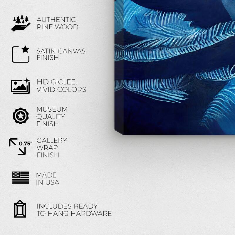 Wynwood Studio Canvas Floral and Botanical Rippling Hills Blue Blue and Tropical Wall Art Canvas Print - Blue, White