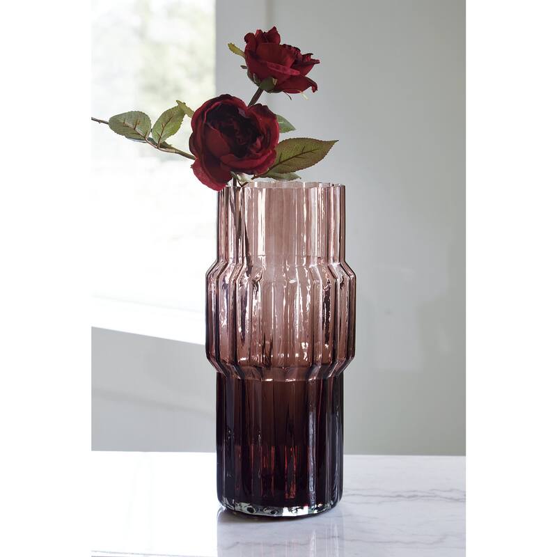 Signature Design by Ashley Dorlow Purple Vase (Set of 2) - 6.38" W x 6.38" D x 13.63" H