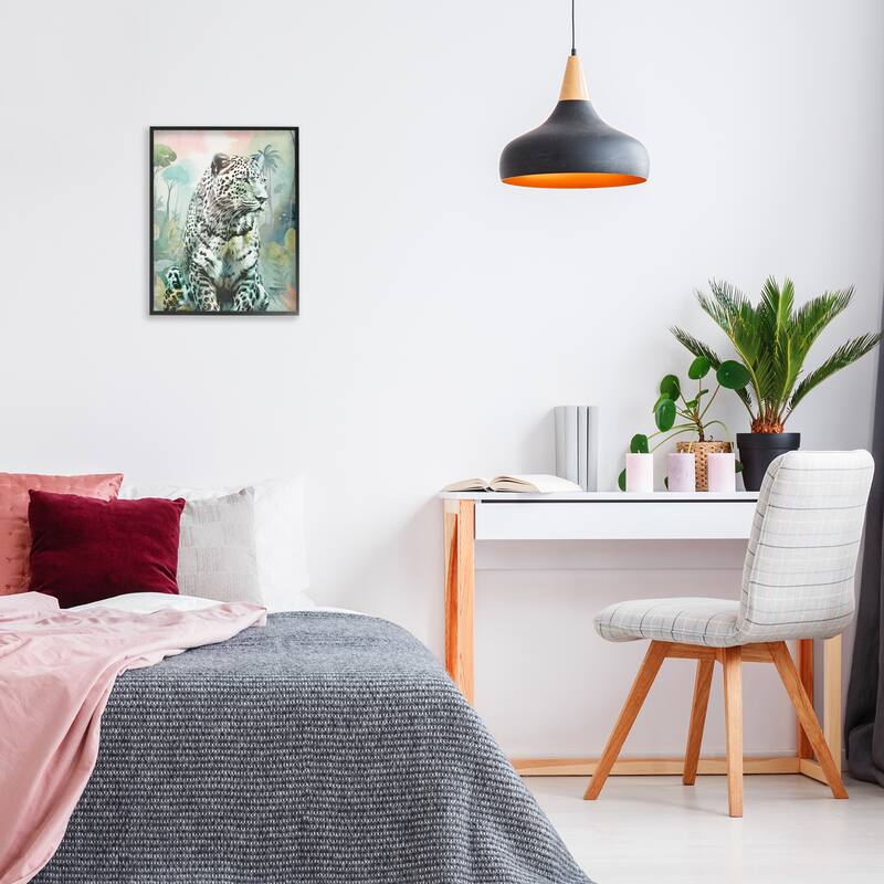 Stupell Leopard Gazing in Jungle Framed Giclee Art Design By Kim Allen