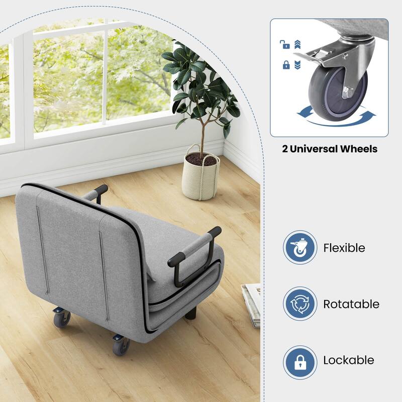 Costway 3-in-1 Convertible Sofa Bed with 5-Position Adjustable
