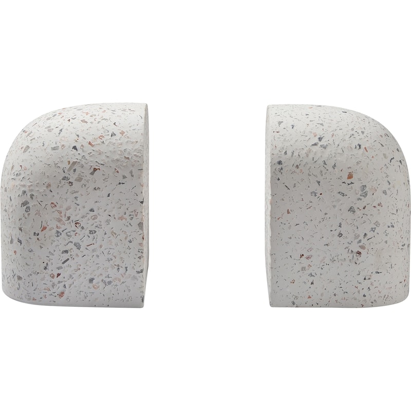 Renwil Bruno Indoor Terrazzo Bookends, White Speckled