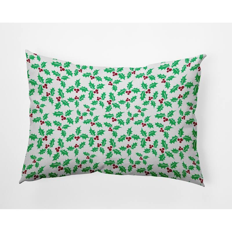 Holly Bush Christmas/Winter Accent Pillow - 14" x 20" - Bright Green