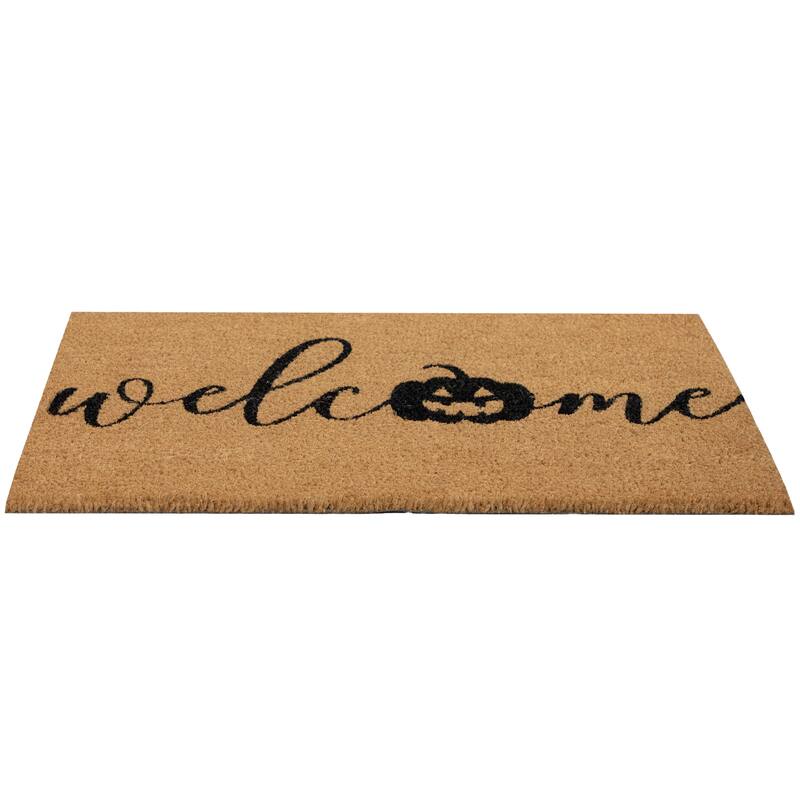 Natural Coir Pumpkin "Welcome" Halloween Doormat - 18" x 30"