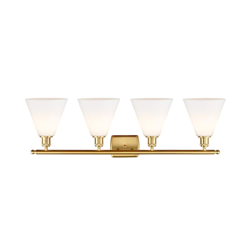 Innovations Lighting Berkshire - 4 Light 38" Bath Vanity Light - Satin Gold Finish/Matte White