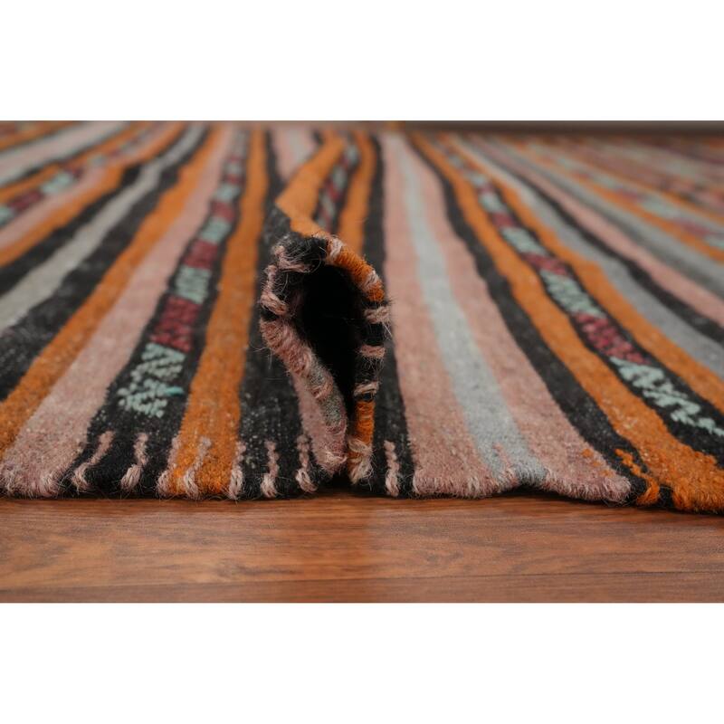 Hand Woven Oriental 100% Wool Carpet Southwestern Tribal Multi-Colored Kilim Area Rug - 9' 9'' X 6' 4''