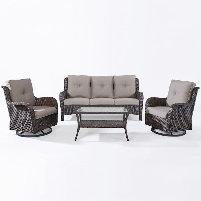 Pocassy Outdoor Patio Wciker Sofa Furniture Set of Chair Table.