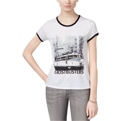 Mighty Fine Womens Ghostbusters Ringer Graphic T-Shirt,, White, X-Small