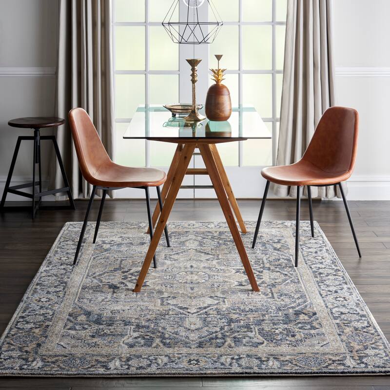 Moroccan Celebration Traditional Area Rug - 3'10" x 5'10" - Navy - Runner/Rectangle