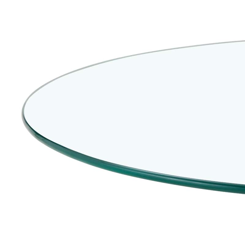 Roomfitters 27.5-Inch Round Tempered Glass Coffee Table, Metal Base, Circular Center Table, Modern Minimalist