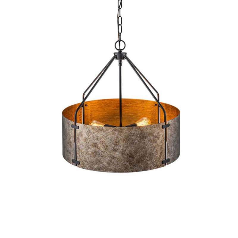 4-Light Modern Industrial Drum Pendant Light with Bronze Finish - W22.05"