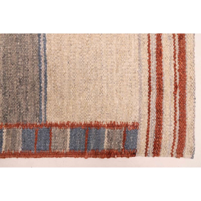 ECARPETGALLERY Flat-Weave Marrakech Grey, Ivory Wool Kilim - 8'5 x 10'2