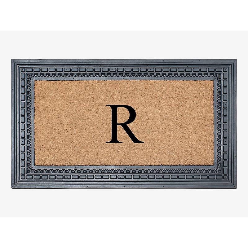 A1HC Rubber and Coir, 24" X 39" Heavy Duty Outdoor Monogrammed Doormat - Monogrammed R