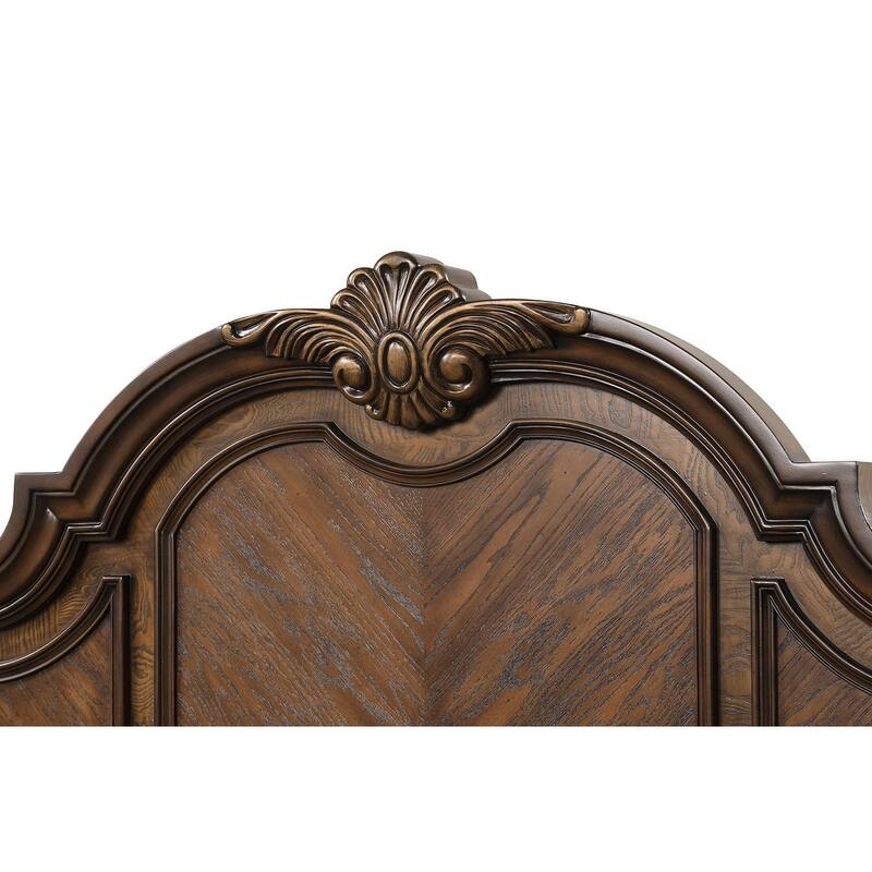 Dark Brown Finish Traditional Bedroom Furniture Set with USB Nightstand Headboard