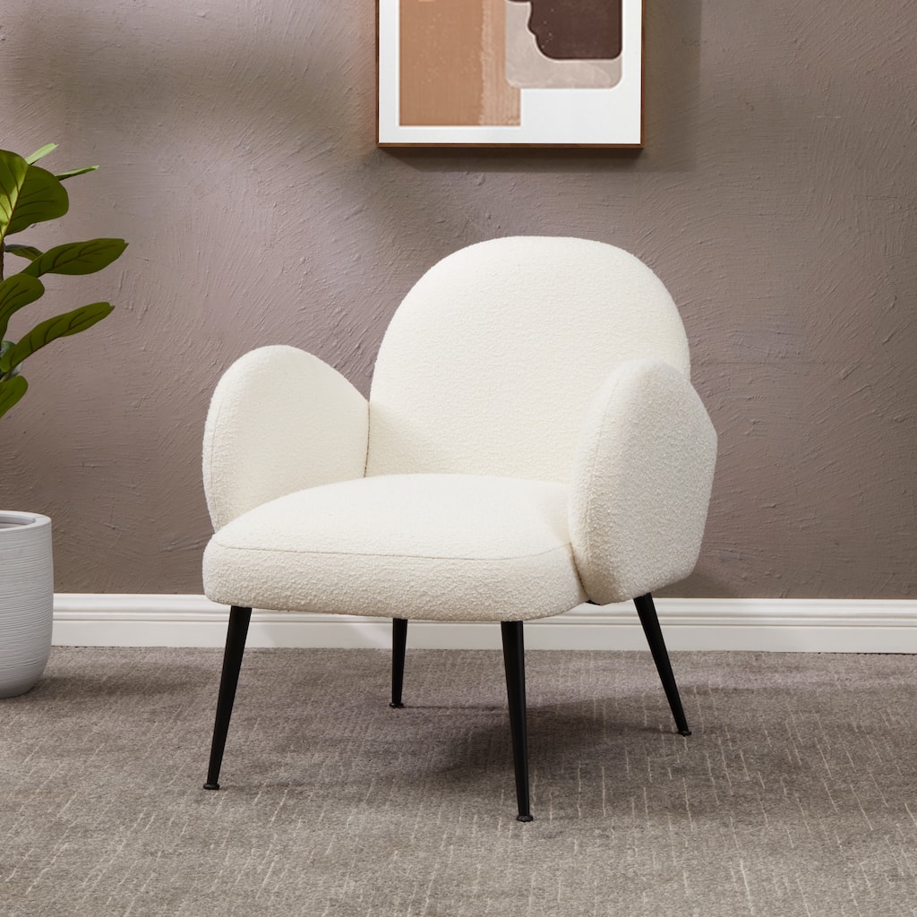 SAFAVIEH Couture Hinnerike Boucle Accent Chair - 27 In W x 32 In D x 31 In H - 27Wx32Dx31H