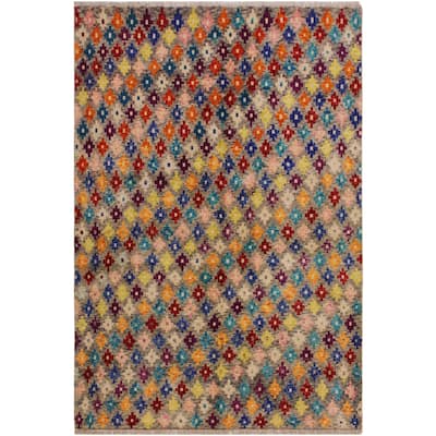 Shabby Chic Balochi Walls Gray/Blue Hand Knotted Wool Rug - 4'10'' x 6'6''